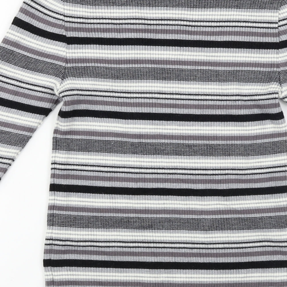 Preworn  Womens Grey Striped  Pullover Jumper Size 12