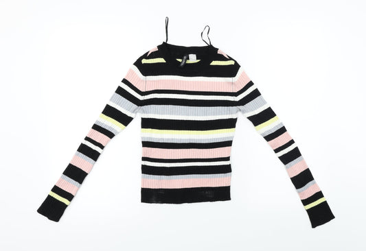 H&M  Womens Black Striped  Pullover Jumper Size S
