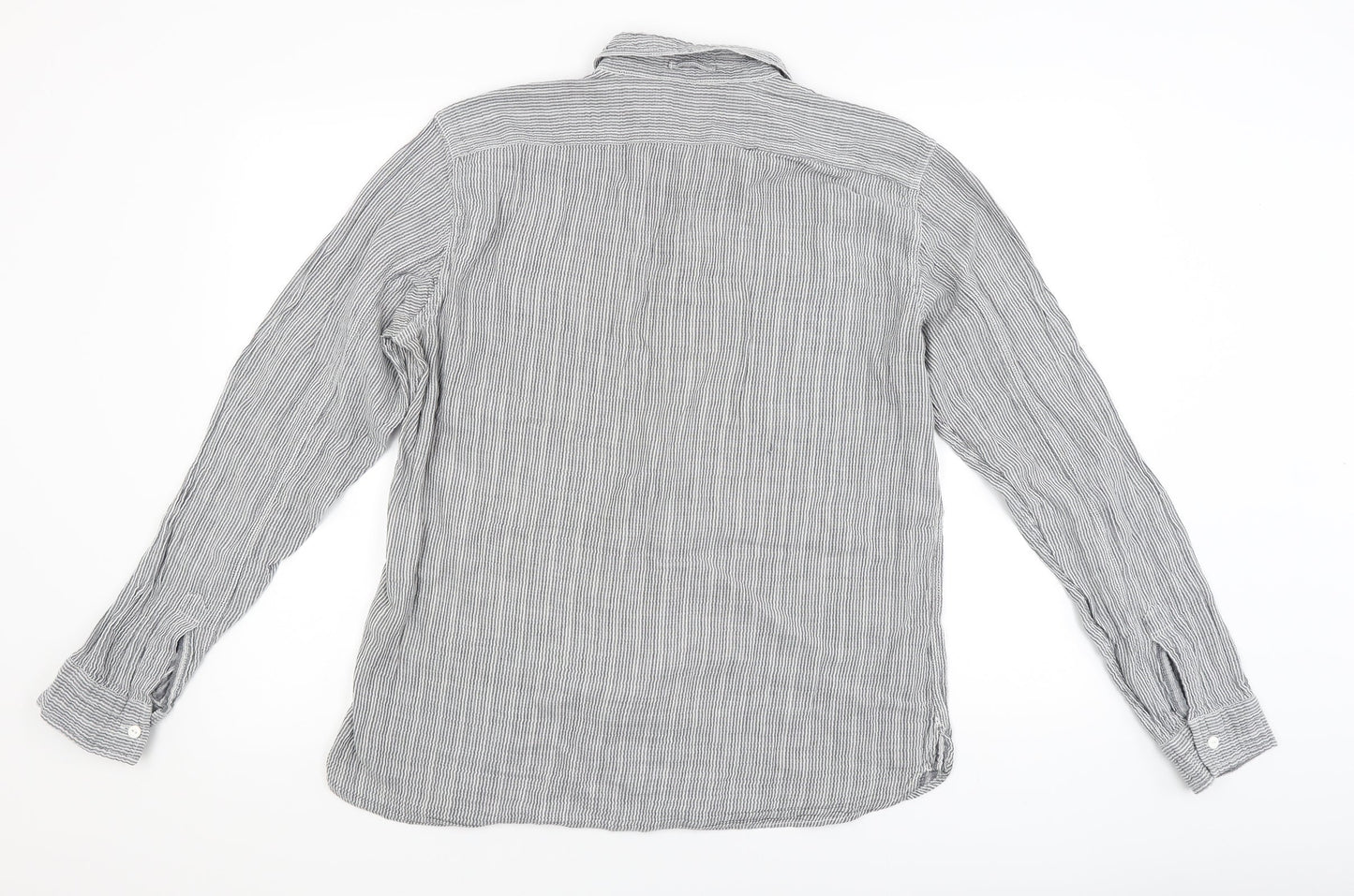 Gap Mens Grey Striped   Button-Up Size L