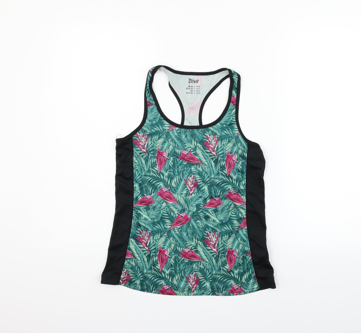 Critvit Womens Green Floral  Basic Tank Size S