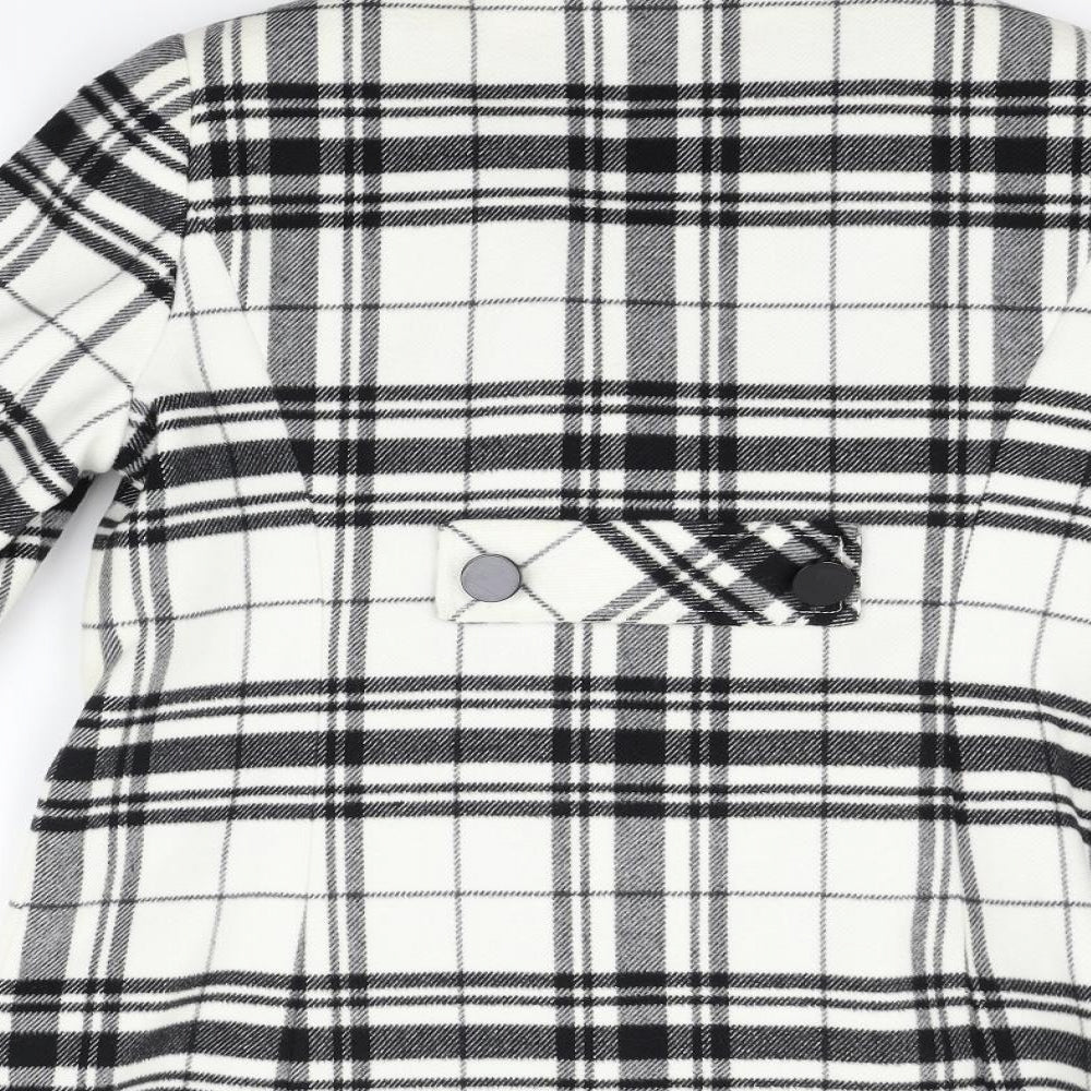 Marks and Spencer Womens White Check  Jacket Coat Size 12