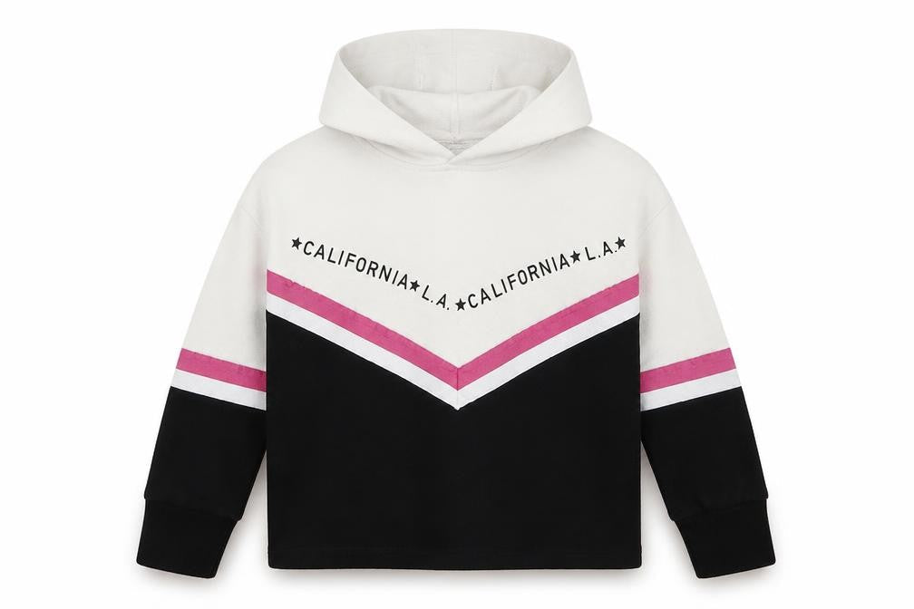 Primark Girls White Striped  Pullover Hoodie Size 8-9 Years  - California