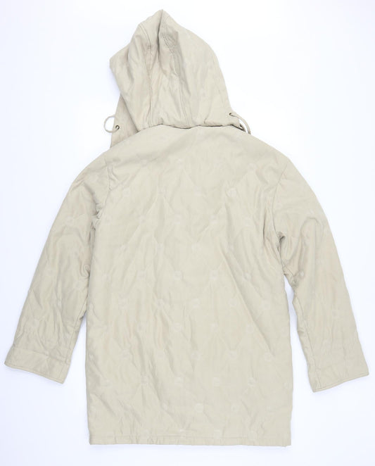 Astraka Womens Beige Geometric  Quilted Coat Size S