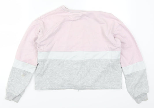 H&M Girls Pink Striped  Pullover Sweatshirt Size 11-12 Years  - The Future is Yours