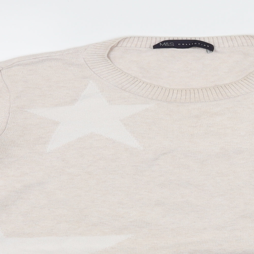 Marks and Spencer Womens Ivory Geometric Knit Pullover Jumper Size 12  - Stars