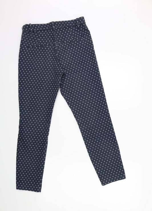 H&M Womens Blue Geometric  Trousers  Size 10 L27 in