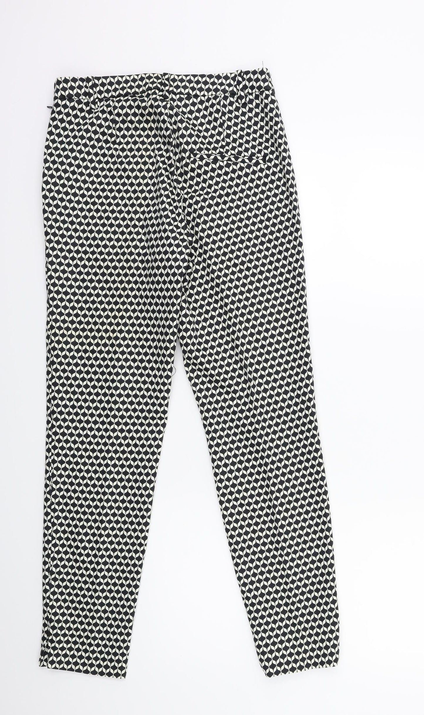 H&M Womens Black Geometric  Trousers  Size 8 L27 in