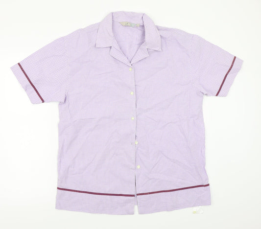 Jeff&Co Womens Purple Check  Basic Button-Up Size L