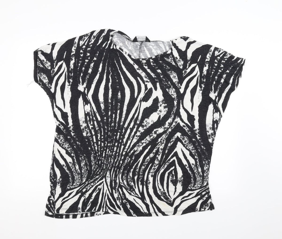 Dorothy Perkins Womens Black Animal Print  Basic T-Shirt Size M
