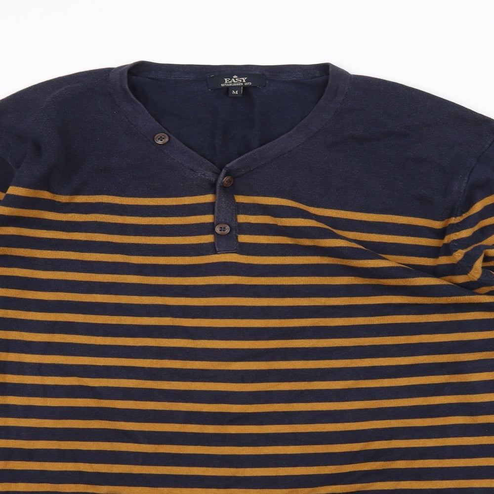 Easy Womens Blue Striped  Pullover Jumper Size M