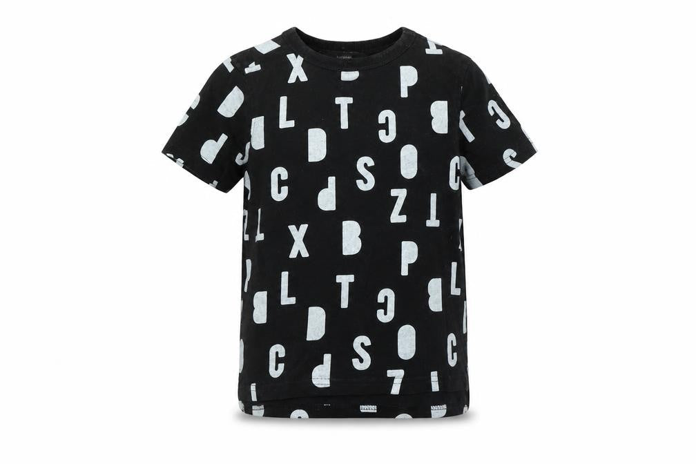 George Boys Black Spotted  Basic T-Shirt Size 4 Years  - Alphabet
