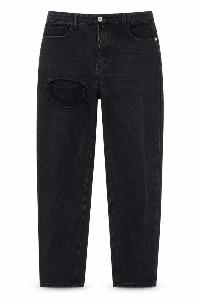 PRETTYLITTLETHING Womens Black  Denim Straight Jeans Size 12 L31 in