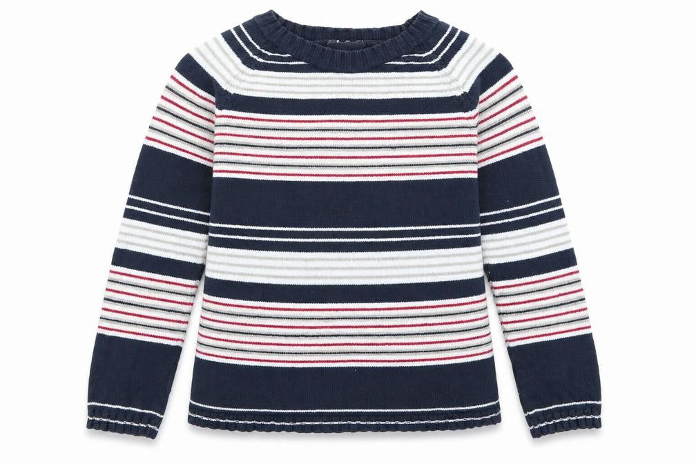 Preworn Girls Blue Striped  Pullover Jumper Size M