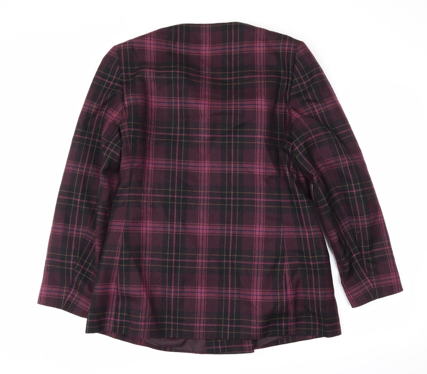 Woolmark Womens Purple Plaid  Pea Coat Blazer Size 16