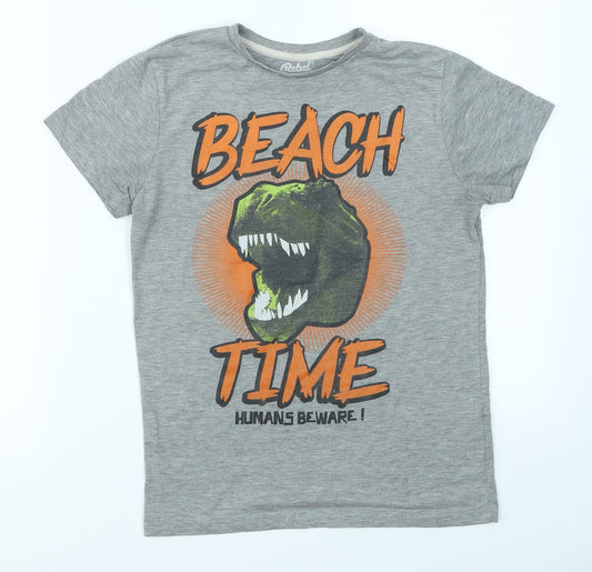 Rebel Boys Grey   Basic T-Shirt Size 9-10 Years  - Dinosaur