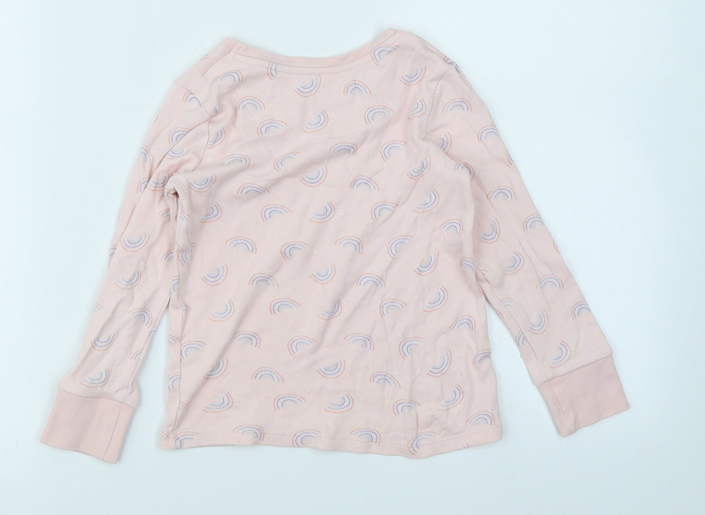 George Girls Pink   Basic T-Shirt Size 4-5 Years  - rainbow pattern