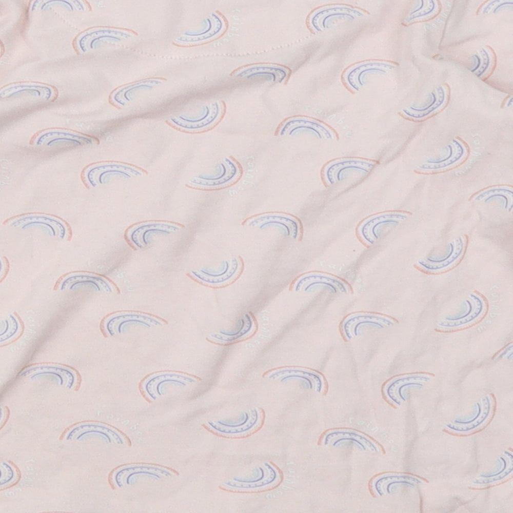 George Girls Pink   Basic T-Shirt Size 4-5 Years  - rainbow pattern