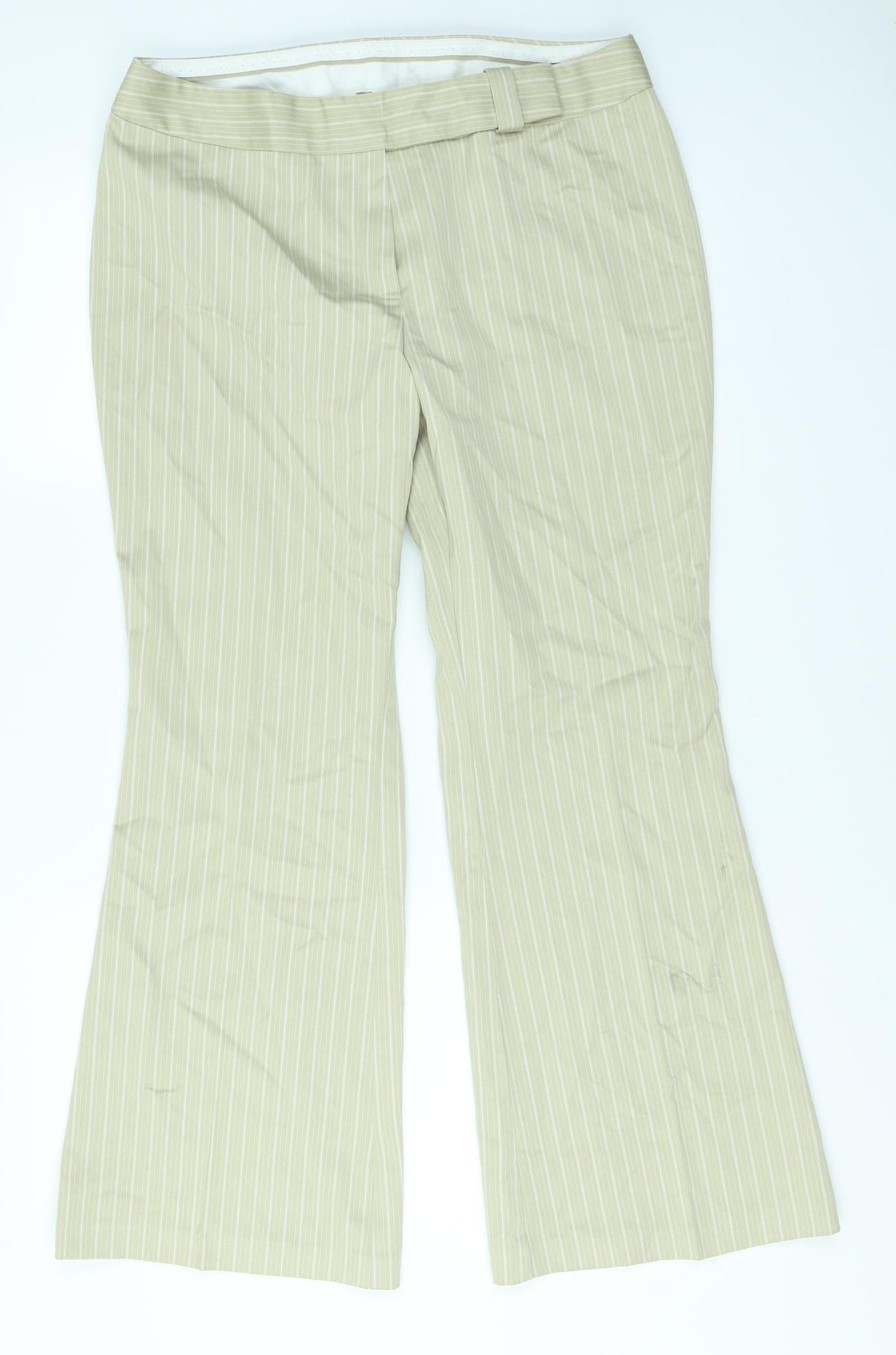Marks & spencer Womens Brown Striped  Trousers  Size 14 L26 in