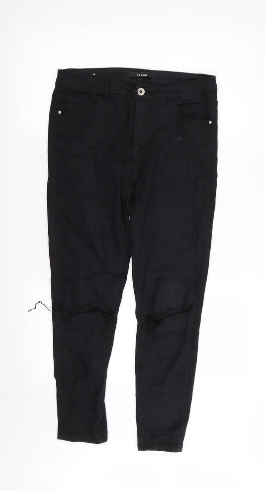 GOODIES Womens Black   Skinny Jeans Size 30 in L26 in - RIPPED JEANS