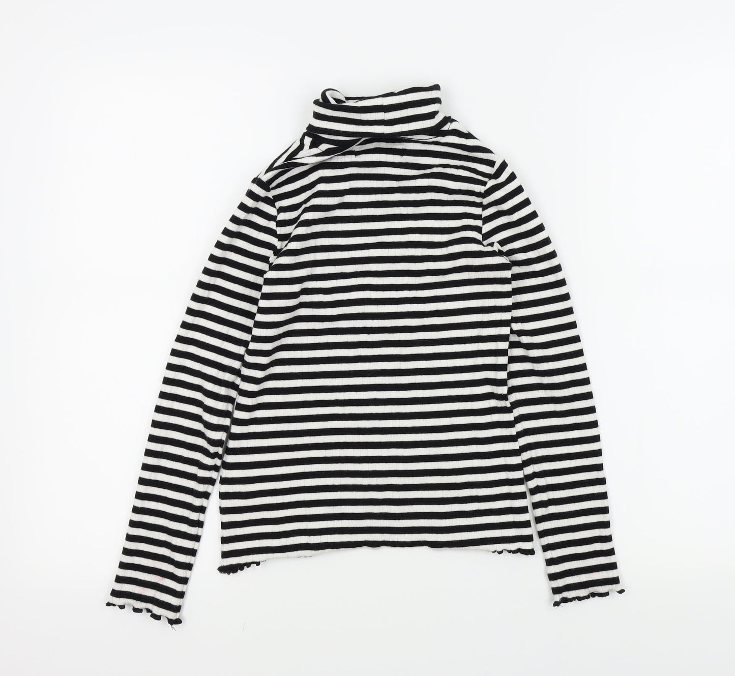M&S Girls Black Striped  Basic T-Shirt Size 9-10 Years