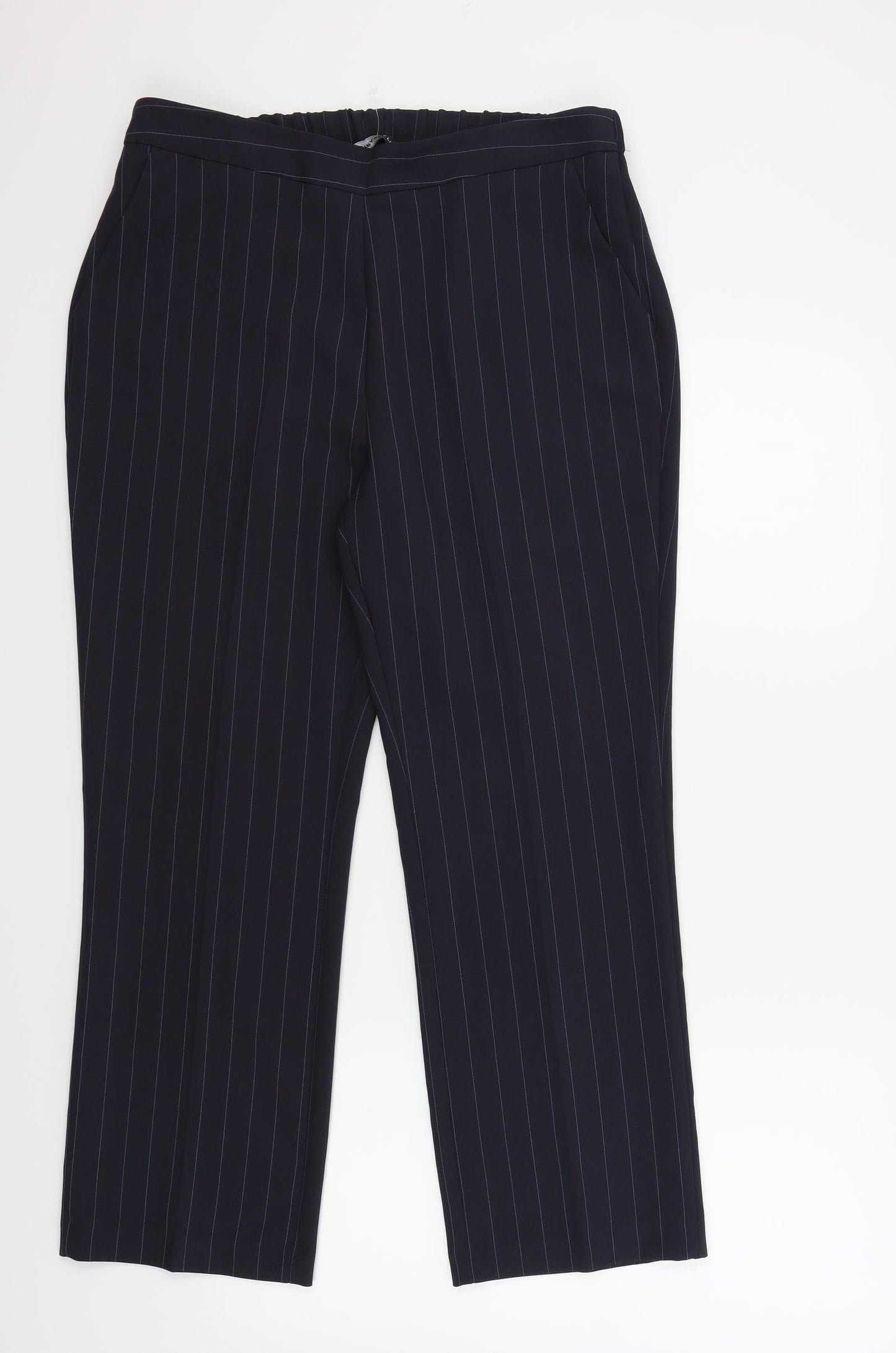 Preworn Womens Blue Striped  Trousers  Size 12 L27 in