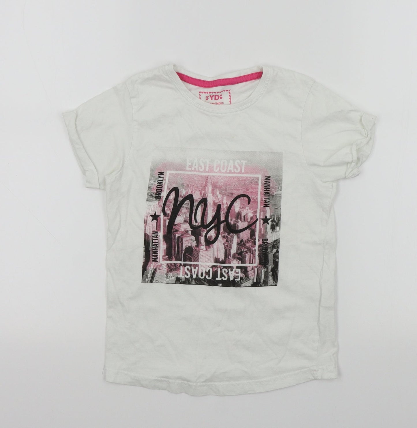 YD Girls White   Basic T-Shirt Size 10 Years  - NYC