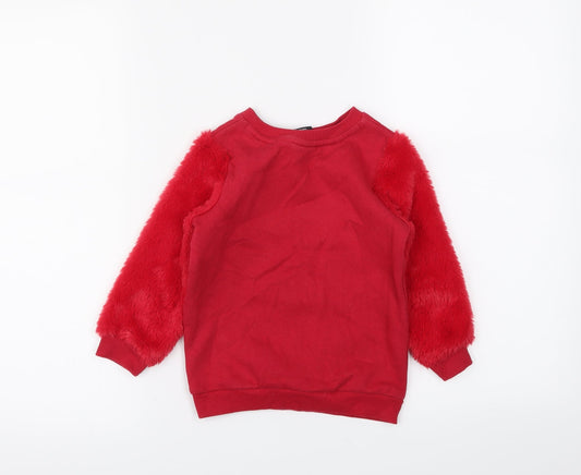 George Girls Red Animal Print  Pullover Hoodie Size 2 Years