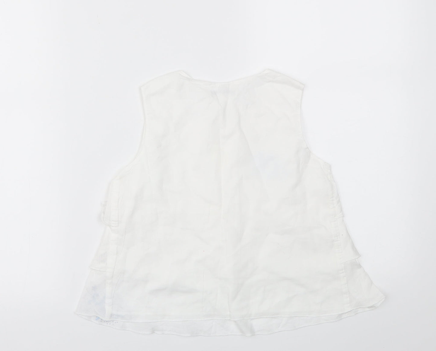 Preworn Womens White Floral  Basic T-Shirt Size S