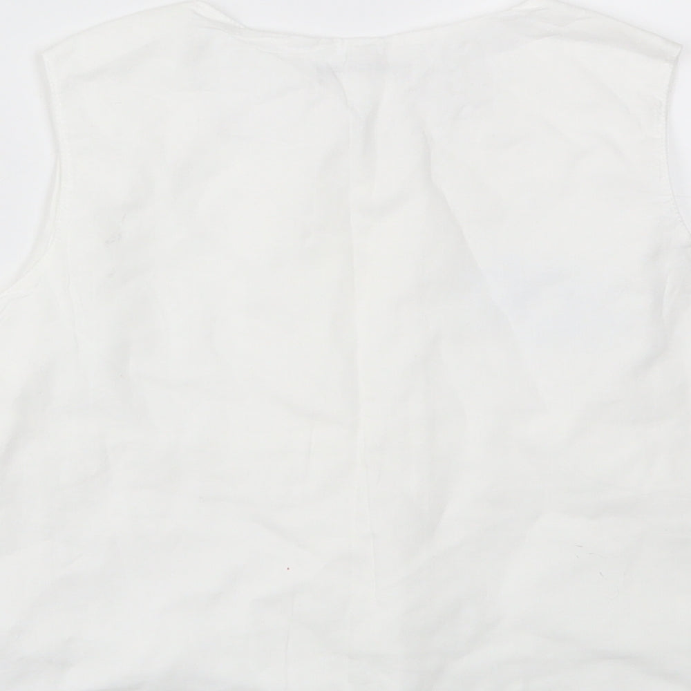 Preworn Womens White Floral  Basic T-Shirt Size S