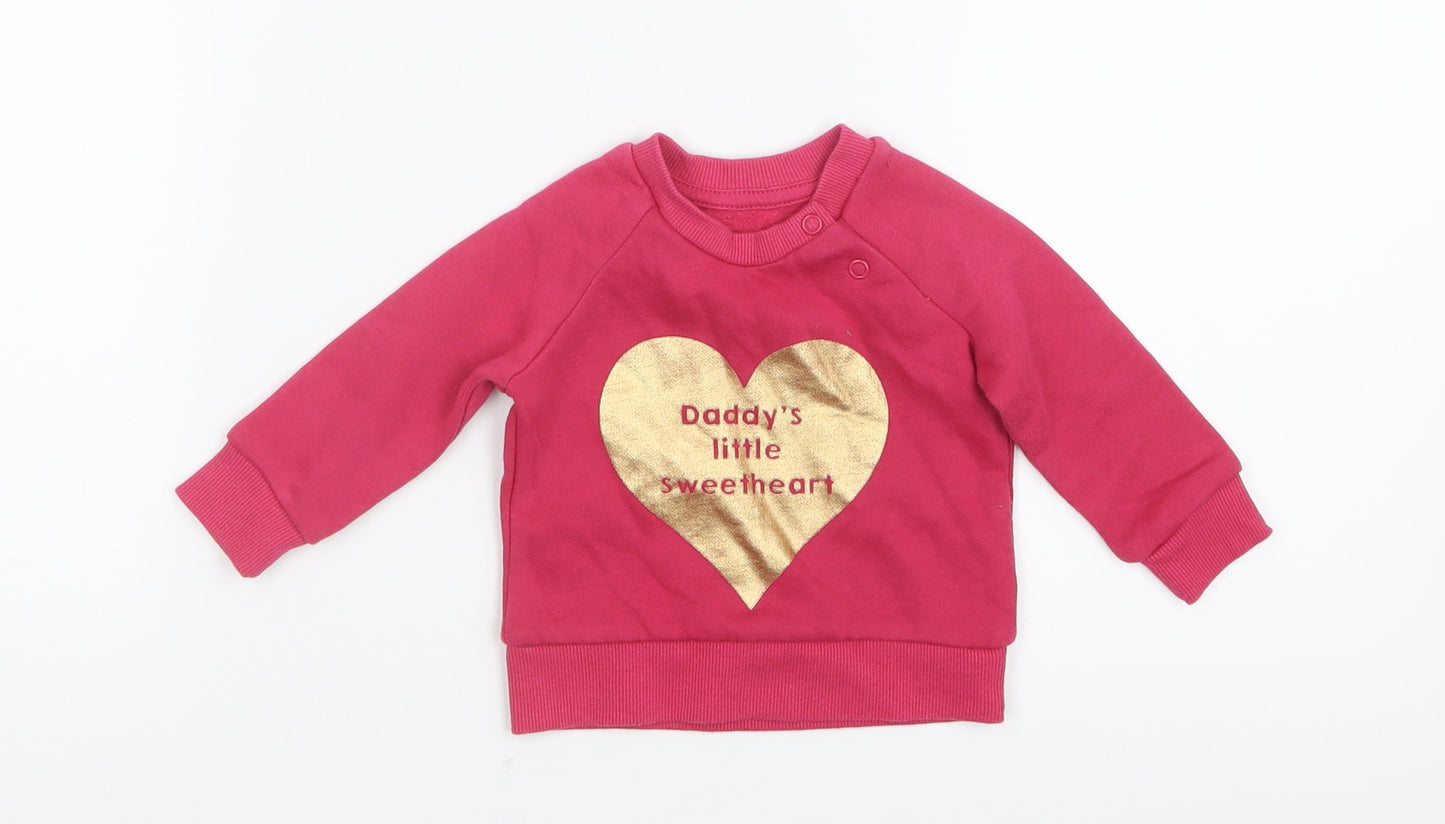Primark Girls Pink   Pullover Jumper Size 0-3 Months