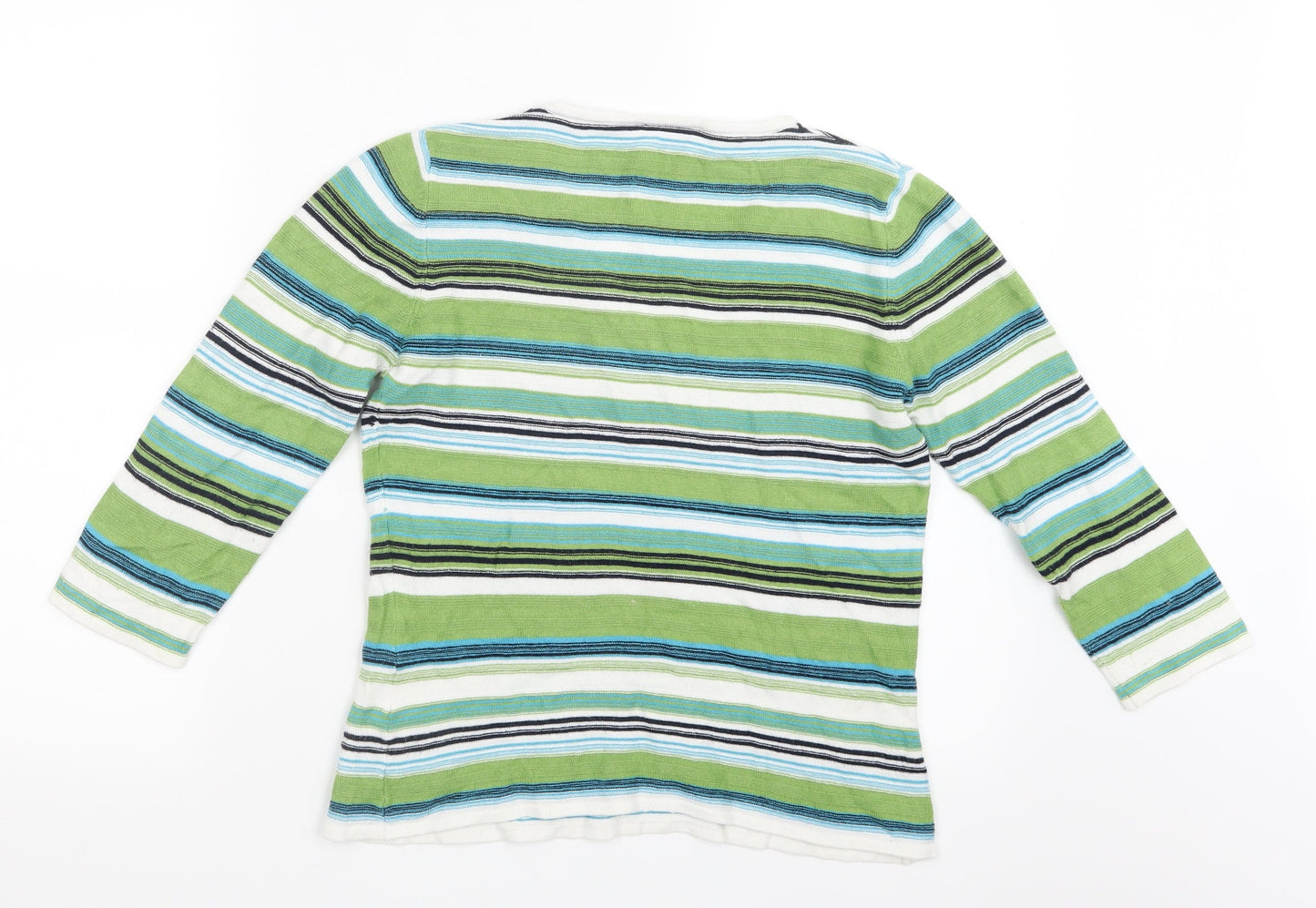 Alex & Co. Womens Green Striped  Pullover Jumper Size 10