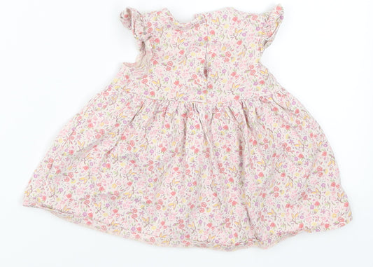 NEXT Girls Pink Floral  Skater Dress  Size 3-6 Months