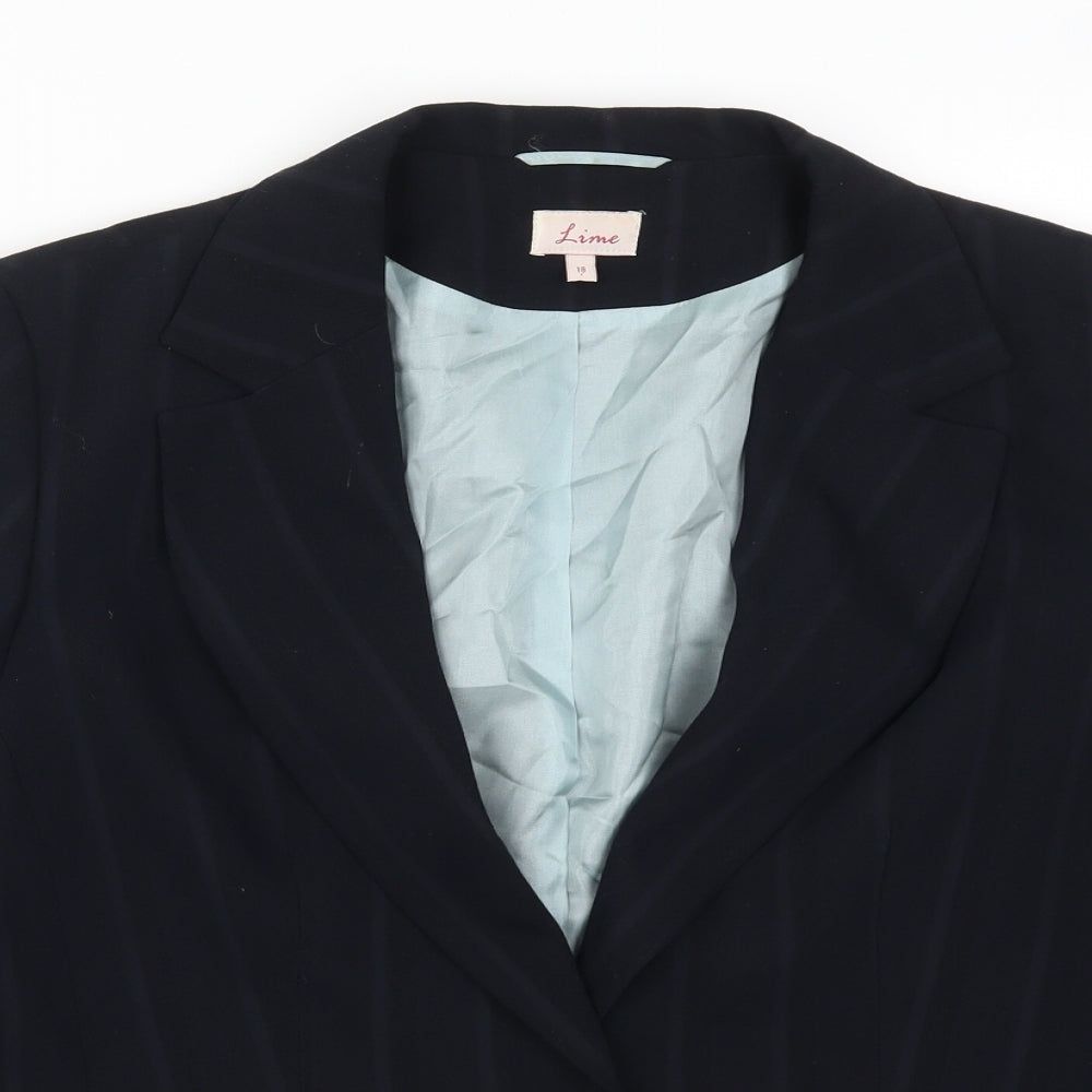 Lime Womens Blue Striped  Jacket Suit Jacket Size 18