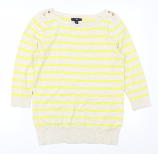 Gap Womens Yellow Striped  Pullover Jumper Size M