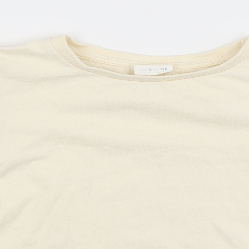 Zara Womens Ivory   Cropped T-Shirt Size 6