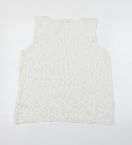 M&Co Womens White   Vest Jumper Size 14