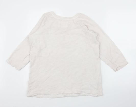 M&S Womens White Floral  Pullover Jumper Size 16