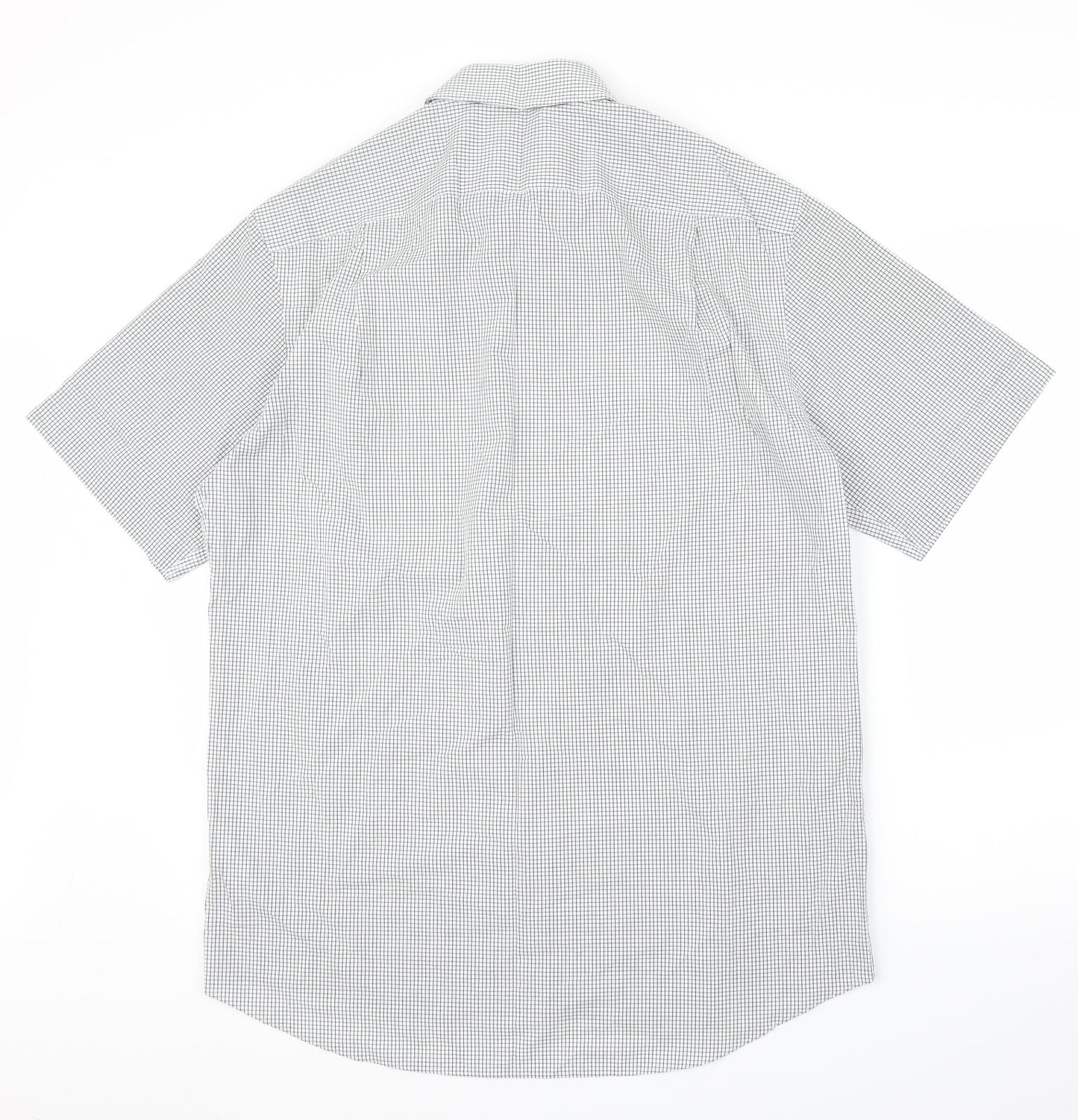 M&S Mens Grey Check   Button-Up Size 16
