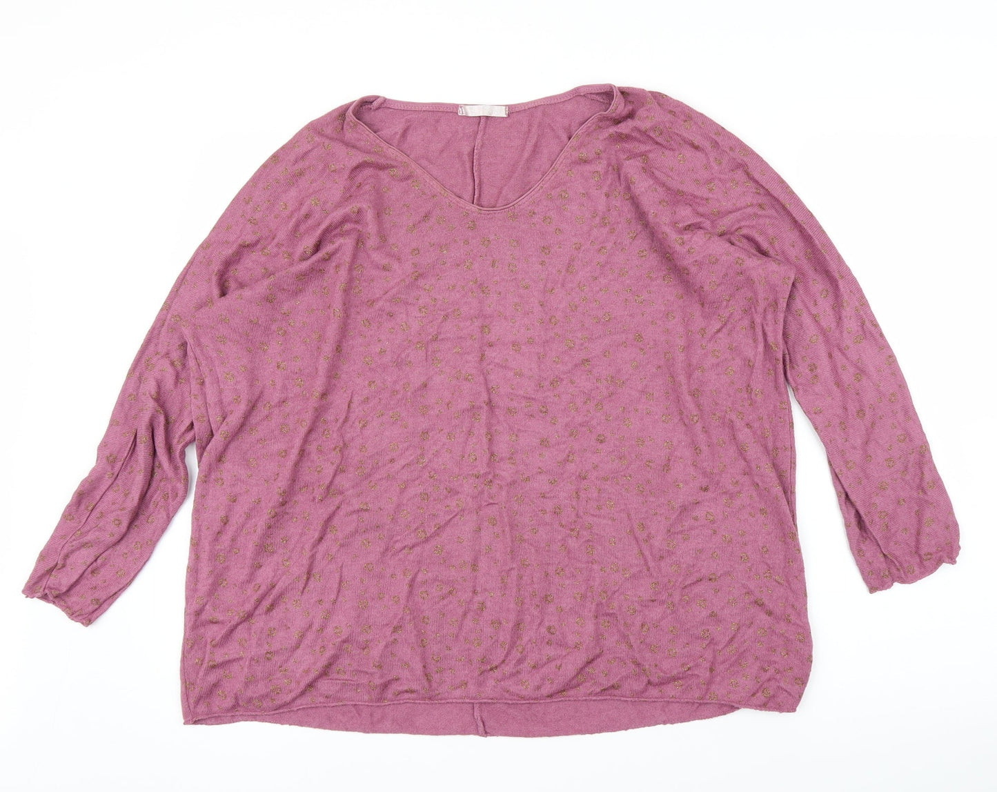 Preworn Womens Pink Animal Print  Basic Blouse Size L