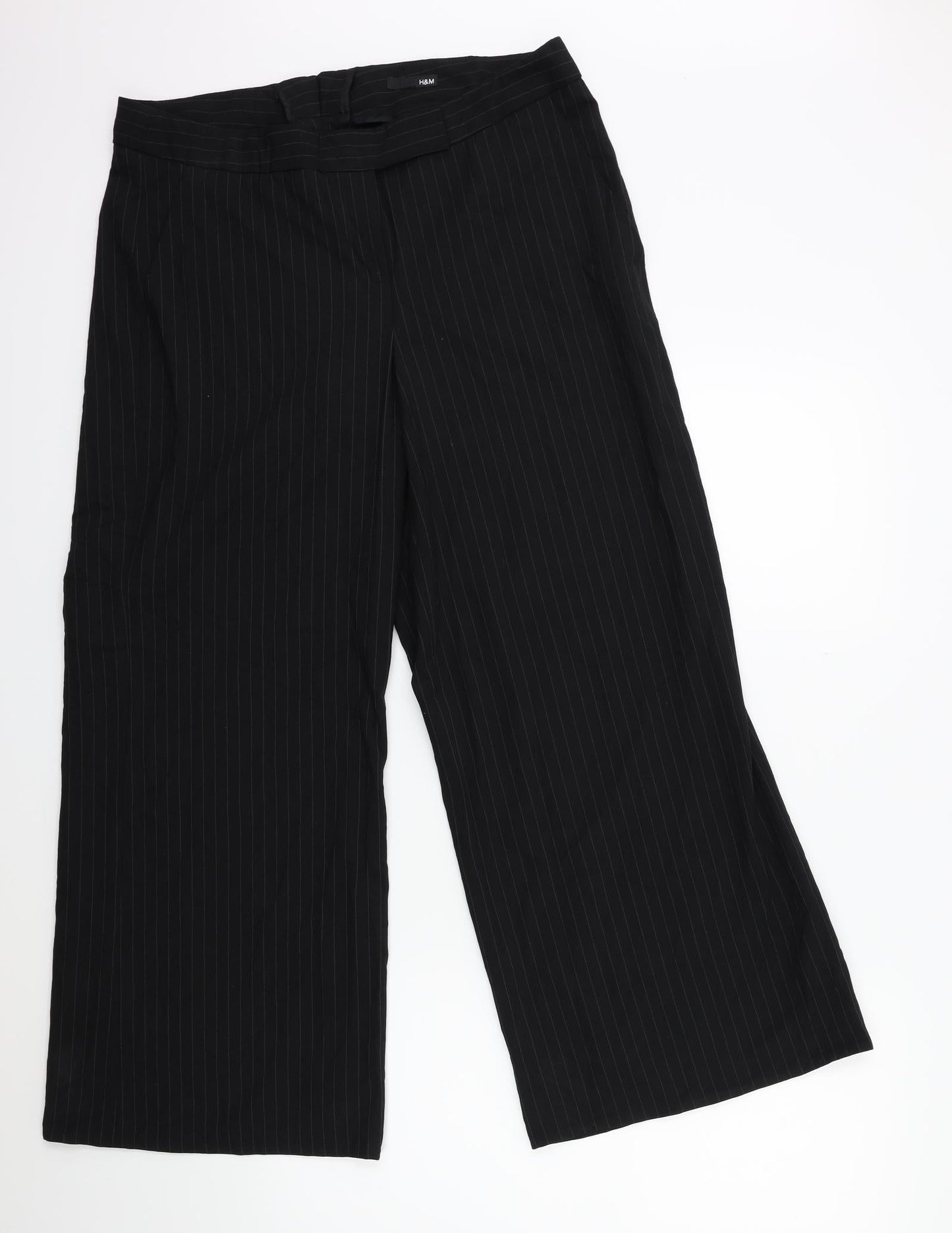 H&M Womens Black Striped  Trousers  Size 32 in L27 in