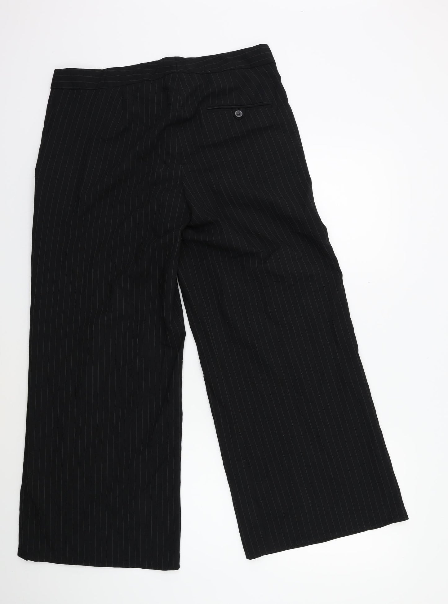 H&M Womens Black Striped  Trousers  Size 32 in L27 in