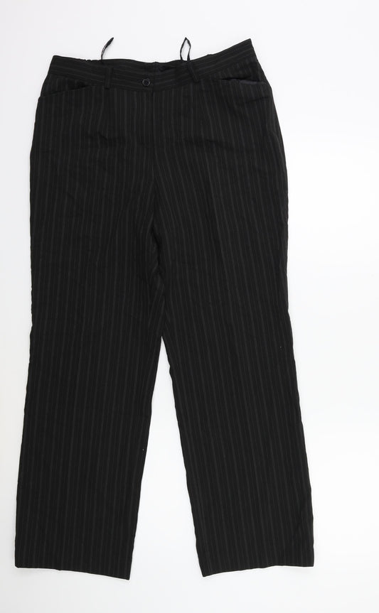 Preworn Womens Black Striped  Trousers  Size 32 in L29 in