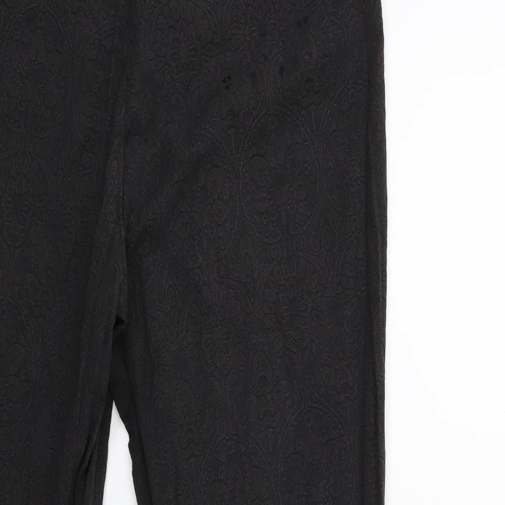 New Look Womens Black Floral  Trousers  Size 12 L27 in