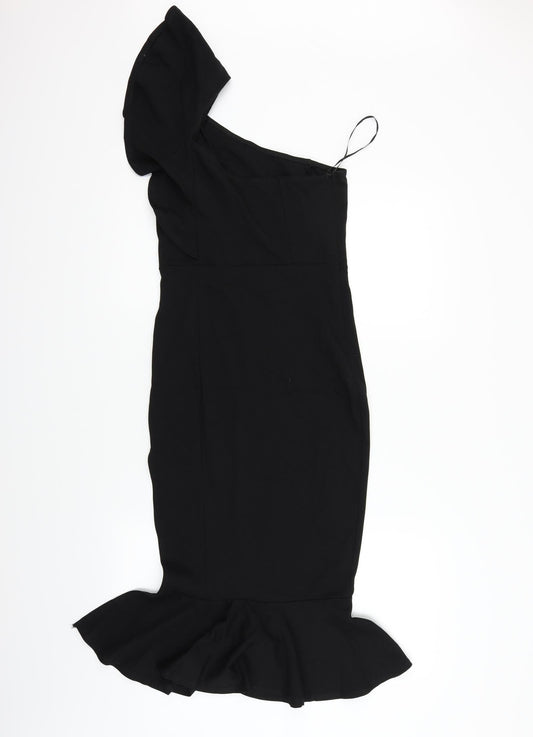 Preworn Womens Black   Fit & Flare  Size M  - One shoulder