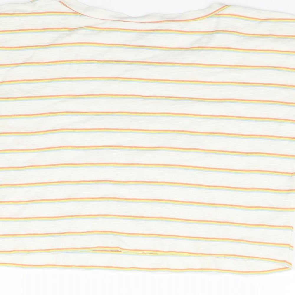 Primark Womens Beige Striped  Pullover Hoodie Size S