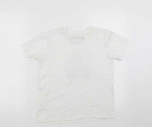 Earth Positive Girls White   Basic T-Shirt Size 11-12 Years  - unicorn