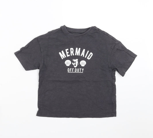 NEXT Girls Grey   Basic T-Shirt Size 6 Years  - mermaid off duty