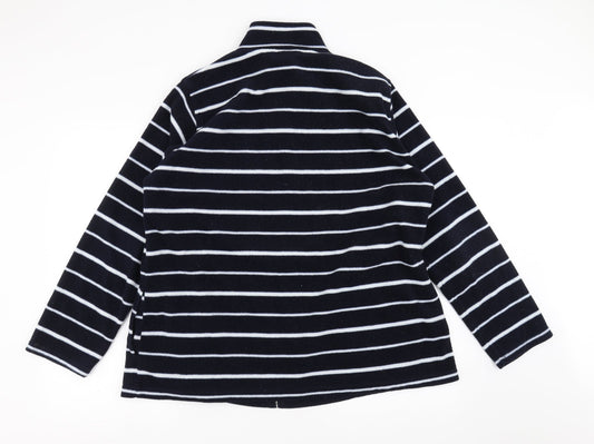 ISLE Womens Blue Striped Fleece Full Zip Jumper Size XL