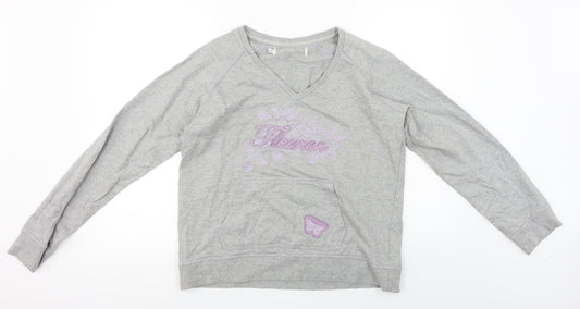 now on  Womens Grey Floral  Pullover Jumper Size XL