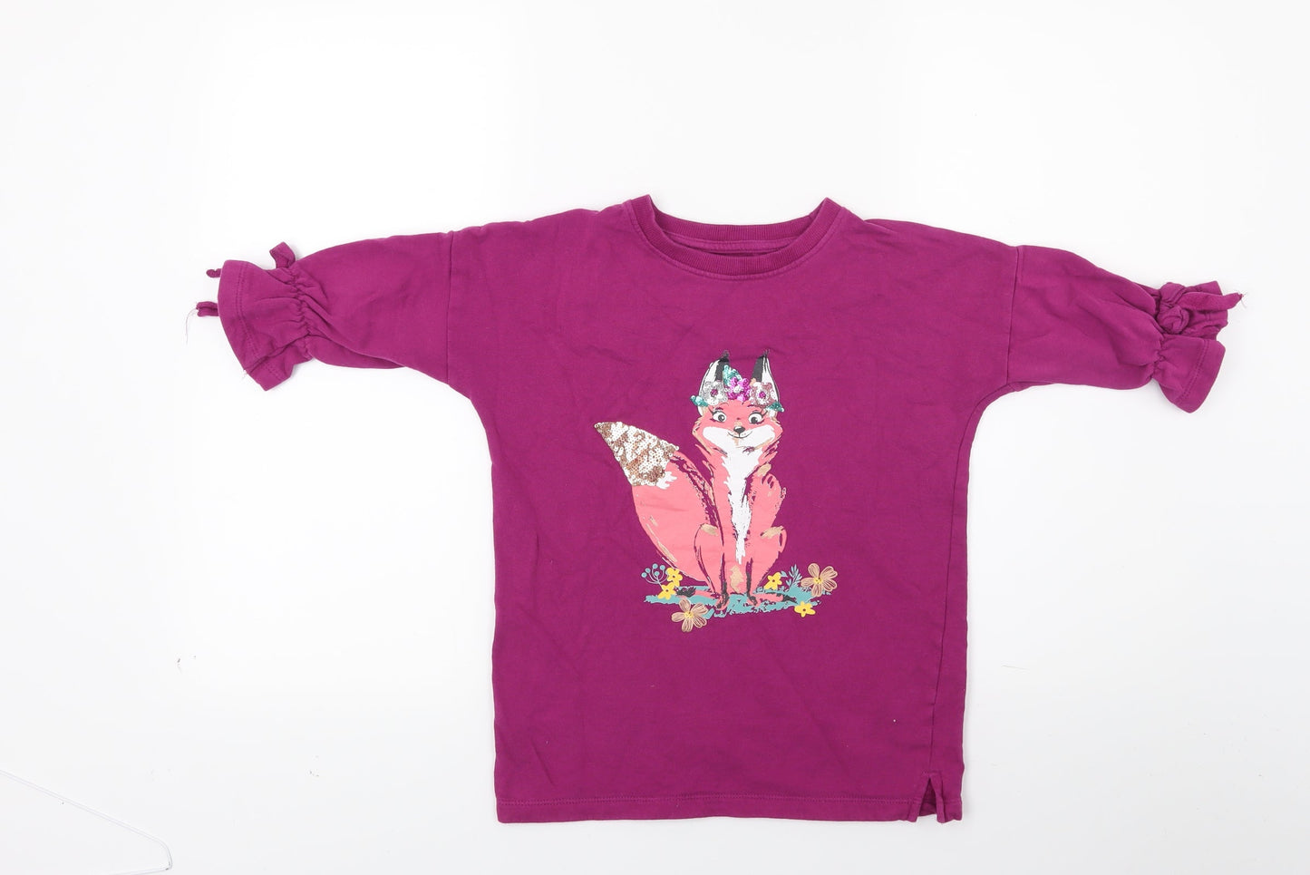 M&Co Girls Purple   Pullover Sweatshirt Size 5-6 Years  - Fox Print